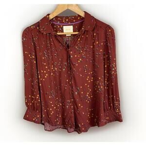 Maeve Anthropologie Button Up Blouse Women’s XS Polka Dot Boho Vintage Inspired